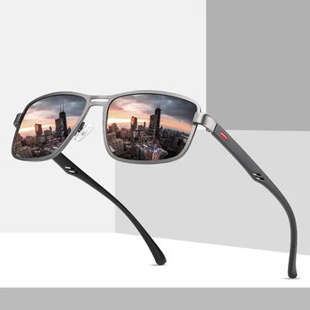 Óculos de sol de Homens Polarizados condução escuro moda de óculos de sol masculino mental retângulo de quadro retro clássico mens óculos zonnebril heren