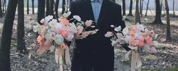 JaneVini 2020 Elegante Do Casamento De Noiva Cor-De-Rosa Da Flor De Verão Artificiais De Seda Rosa De Dama De Honra Mão Buquê De Noiva Buquê Acessórios
