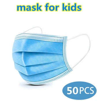 10/50pcs Crianças Máscaras Descartáveis Anti-poeira Seguro Respirável Boca Máscara de Ouvido, loop de Cara Filtro do Respirador Azul