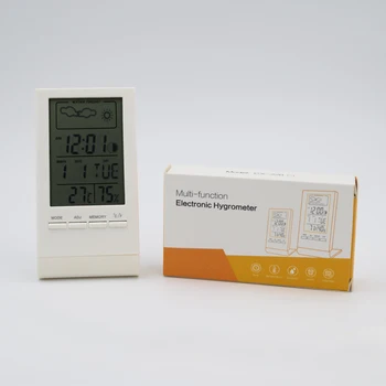Mini Termômetro Digital Indoor Higrômetro Temperatura Ambiente Umidade Medidor Medidor De Relógio, Previsão Do Tempo Max Min Exibição Do Valor