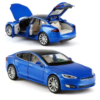 Novo Tesla Model S P100D 1: 32 Tamanho Liga de Metal Carro Carro Modelo de Seis Portas de Som E Luz Puxar Carro de Brinquedo de Presente
