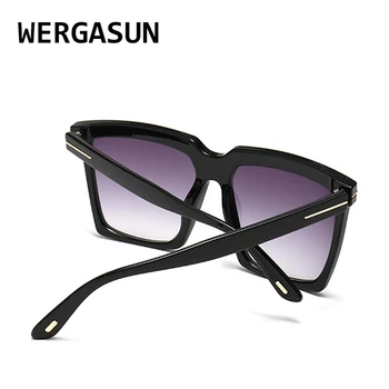 WERGASUN Moda Oversized Óculos de sol das Mulheres da Marca do Designer de Plástico Feminino Grande Gradiente de Óculos de Sol UV400 gafas de sol Óculos