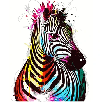 Pintura de Números de DIY Dropshipping 40x50 50x65cm Coloridos pintados de zebra Animal de Lona, Decoração de Casamento Art picture Gift