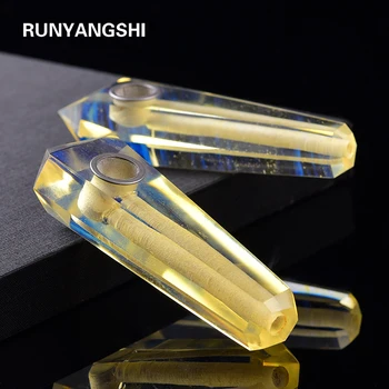 Runyangshi 1pcs atacado amarelo Natural de fundição de Cristal de Quartzo Fumar Cachimbo+filtro de quartzo, pedra de cura varinha