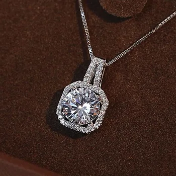 Brilho Feminino Pingente Real 925 prata esterlina bijou 3ct de Diamante da cz da Festa de Casamento Pingentes colar para mulheres de Jóias de Noiva