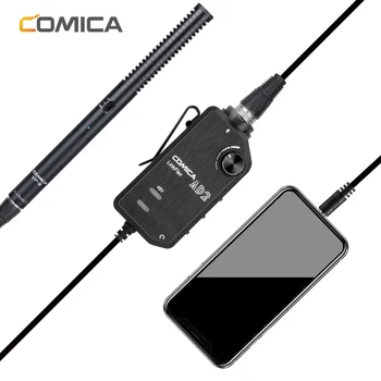 Comica AD2 6,35 mm/XLR de Áudio de 3,5 mm Microfone pré-amplificador adaptador para iPhone iPad Android Telefone DSLR Canon Nikon Câmeras e Guitarra