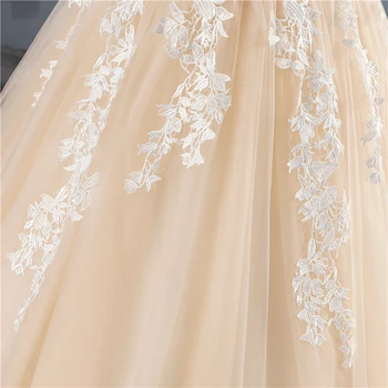 ZJ9149 2020 2021 Branco Marfim Vestido de Noiva Personalizados feitos de Noiva Plus Size Tule Mariage Profundo decote em V e Costas Abertas
