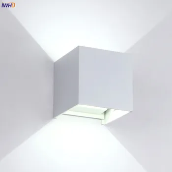 IWHD Quadrado Preto Nórdicos LED Luzes de Parede Para a Iluminação Home do Quarto do Espelho do Banheiro, a Luz Branca Lâmpada de Parede Moderna Wandlamp