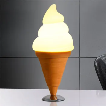 Criativo Ice Cream Cone De Crianças Candeeiro De Mesa Para Sala De Jantar, Quarto, Bar, Mesa De Luz Da Noite Sobremesa Loja De Decoração Dispositivo Led E27