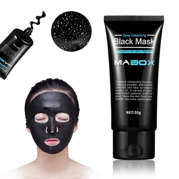 Mabox 50g Preto Máscara de Limpeza Profunda Suaviza as Peles Apertar Espinhas remoção