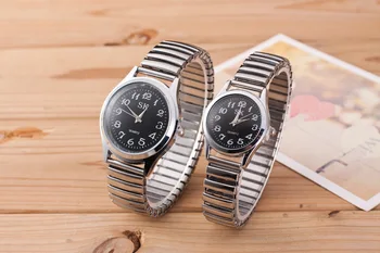 Simples moda de liga de metal com elástico relógios casal amante de relógios mens, mulheres, estudantes, casual, vestido de relógios de pulso de quartzo