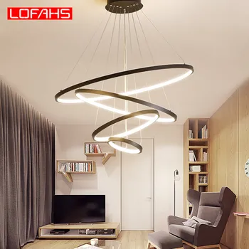 LOFAHS LED Moderna Lustre para Sala de estar, Sala de Jantar Restaurante lobby Anel Pingente de Iluminação do Candelabro Círculo de luz