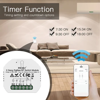 Tuya ZigBee 30 Smart Home Interruptor De Luz Módulo De Relé 2 Gangue De Vida Inteligente Tuya De Controle De Aplicativo Trabalho Com Alexa Inicial Do Google Yandex