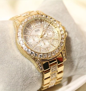 Moda das Mulheres Relógio com Diamantes Ver Senhoras de alto Luxo da Marca Senhoras Casual Mulheres Pulseira de Cristal Relógios Relógio Feminino
