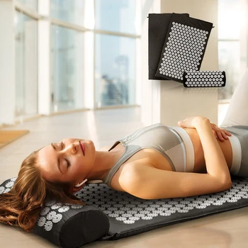 Massagem de acupressão Mat Set Travesseiro Acupuntura tapete Tapete de Yoga para Aliviar o Stress para Trás do Pescoço Ciático Dor de Relaxamento da Tensão de Libertação