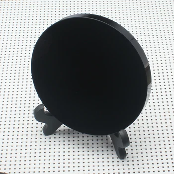 Enorme 20cm natural de obsidiana preta placa fengshui grosso espelho círculo de disco reiki cura de cristal de pedra, com acesso gratuito prateleira