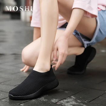 2020 Mulheres Tênis Vulcanizado Calçado de Meia de Tênis de Mola Plana Sapatos para Mulheres Calçados de Verão Escorregar No buty damskie Zapatos Mujer