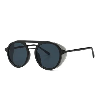 Moda Colorida Steampunk Óculos de sol 2019 Rodada Designer Steam Punk Metal Escudos Óculos de Homens, Mulheres UV400 Gafas De Sol