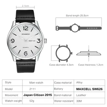 Homens relógios boamigo 2018 marca de luxo de moda de negócios do esporte relógio de quartzo data de couro, relógios impermeável relógio masculino