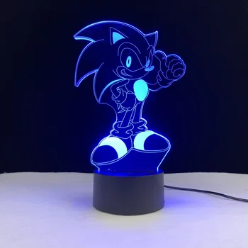 Sonic 3D Cartoon Toque a Lâmpada de Base Remota Noite de Luz de Cores Bulbing Iluminação com Sensores de Casa Decoração do Quarto do Bebê Crianças Presentes Lamparas