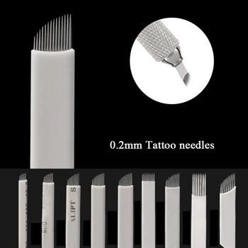Suprimentos de tatuagem Microblading Lâmina/ida e Agulhas Descartáveis Agulha de Tatuagem Permanente de Maquiagem 3D de Bordado da Sobrancelha Lábio Ferramentas