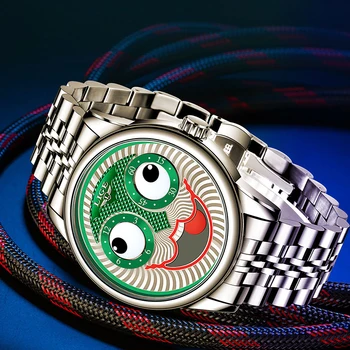 LIGE Criativo Homens Relógios de Marca Top de Luxo Automáticos os Relógios Mecânicos Para Homens Moda de Aço Inoxidável do Esporte Relógio à prova d'água