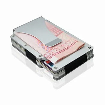 Homens de Fibra de Carbono Titular do Cartão Mini Slim Carteira de Homens de Alumínio do Metal RFID Magia Carteira Pequeno e Fino Masculino Bolsas Saco de Dinheiro Carteras