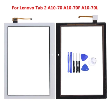 Digitador da Tela de toque Substituição de Vidro Para Lenovo Tab 2 A10-70 A10-70F A10-70 10.1 polegadas Preto Branco + Free Tools