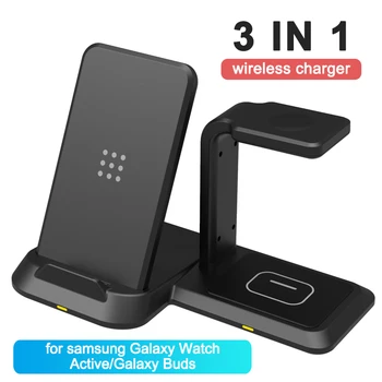 3 em 1 sem Fios Qi Carregador para Samsung S10 Plus S9 S8 sem Fio do Carregador Dock Station para Samsung Galaxy Watch Ativo/Galaxy Gomos