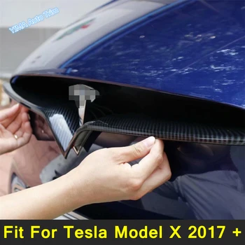 Lapetus Auto Estilo de Cabeça Frontal Capa Grade Grade Protetor Tampa do Painel de Guarnição de Ajuste Para o Tesla Model X 2017 - 2020 ABS com Fibra de Carbono