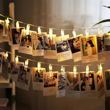 1,5 M 3M 6M Foto Cartão Clipe da corda LED de Luz de Natal Festa de Casamento Ramadã Clipes de Fadas Luz do Quarto DIY Cartão de Clipes de Luz