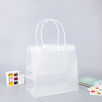 5pcs trapezoidal impermeável de presente transparente bag duplo saco plástico de PVC loja de flores de embalagem de saco de festa do feriado de flor sacos