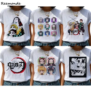 Kimetsu não Yaiba Camisa Tees Demon Slayer Cosplay do Traje da Kamado Tanjirou Nezuko T-shirt das Mulheres de Verão, Camisa de Manga Curta de Roupas