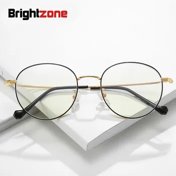 Brightzone Moda De Metal Anti Luz Azul De Óptica, Óculos Claros Homens Mulheres Rodada Marca Miopia Espetáculo Armação De Óculos Acessórios