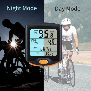 Bicicletas de ciclismo Computador à prova de chuva com fio MTB Bicicleta Velocímetro Odômetro Digital Cronômetro Tabela de Código de Termômetro luz de fundo do LCD