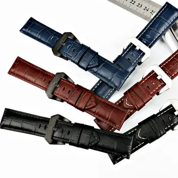 MAIKES Novo design da faixa de relógio de 22 24 26 genuíno couro de vaca pulseira azul homens acessórios assistir watchbands para o garmin fenix 3