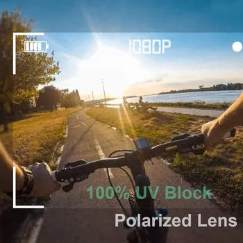 Conway Filmadoras Mini Óculos Polarizados Vídeo de Esportes de Óculos de sol a Câmera e Gravação de Foto de Óculos de DVR Portátil de Óculos com Fones de ouvido