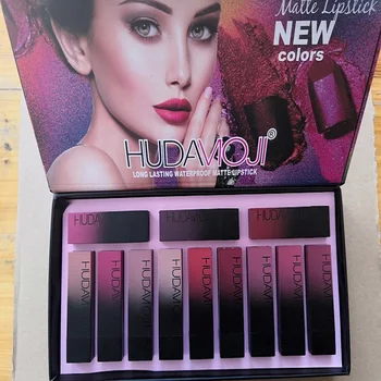 2019 novo HUDAMOJI de 12 cores de Batom paleta de creme labial maquiagem de longa duração de cosméticos de edição limitada Batom paleta de livre shipp