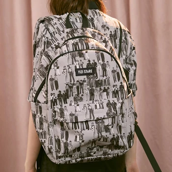 2019 YIZISTORE grande capacidade de lona mochila casual criativo 15inch sacos de escola para adolescentes em HIPPIE série