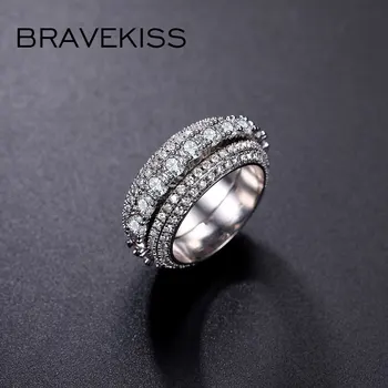 BRAVEKISS Moda Rotativa de Anéis para as Mulheres Zircão Anéis de Dedo Anéis de Casamento Femme de Luxo Engajamento Jóias Drop Shipping UR057