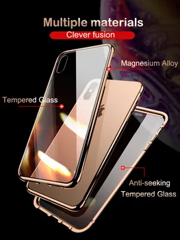 Magnético Vidro de Privacidade Telefone de Caso para o iPhone 11 XR XS Caso Anti-Spy 360 Proteção Ímã de Caso para o iPhone 11 Pro 6S 7 8 Tampa