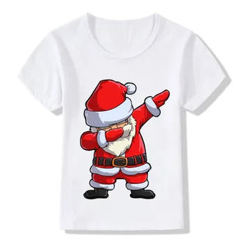 Santa Padrão Engraçado Crianças T-Shirt Miúdos Feliz Natal Cartoon Roupas de Bebê Meninos Meninas rapazes raparigas Verão T-shirt