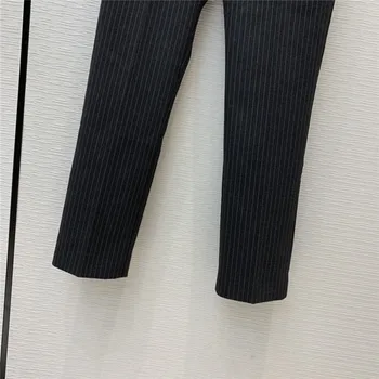 Eureeky Marca de Luxo de Calças compridas 2020 Início do Outono, as Mulheres Calças Slim Fashion Office-senhora Meados de Cintura alta Listrada Reta Calças