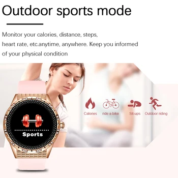LIGE Moda diamante Smart Assistir a Mulher de Esportes Fitness Tracker Heart Rate Monitor de Pressão Arterial Para Android iOS smartwatch Mulher
