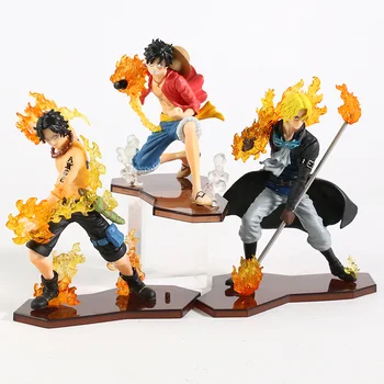 Anime One Piece Ataque Estilo Luffy + Sabo + Ace PVC Figuras Colecionáveis Modelo de Brinquedos 3pcs/set