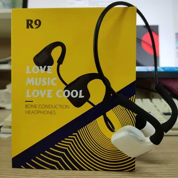 Verdadeiro Original R9 Osso Condução de Fones de ouvido sem Fio Bluetooth 5.0 Esportes ao ar livre do Fone de ouvido de Titânio de Cancelamento de Ruído Fones de ouvido USB