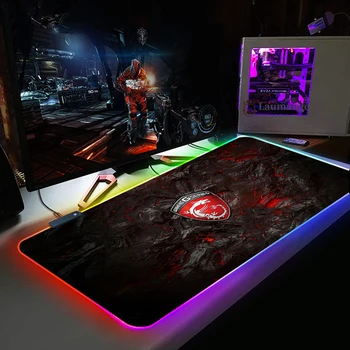 MSI DIY do RGB do Costume Grandes Jogos com iluminação Led Estendido Iluminação Mouse Pad de Bloqueio de Borda do tapete de rato Teclado Secretária Tapete para CSGO