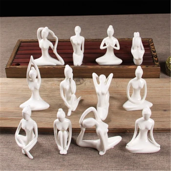 Poses Do Yoga De Decoração Estátuas Home Office Yoga Studio Decoração Enfeite De Cerâmica Estatueta De Porcelana Yoga Figura De Mulher Estátua