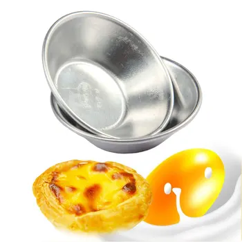 10 Pcs Estilo De Bolo De Ovo De Tarte Pastel De Nata Forno Rodada Lata De Creme De Bolo Ferramenta Egg Tart Molde