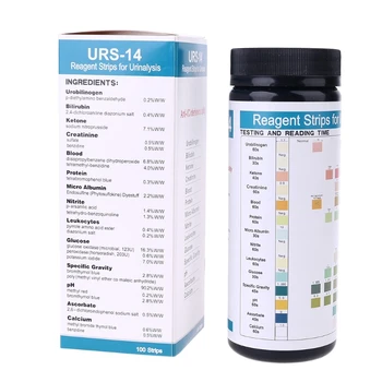 100 Tiras URS-14 Teste de Urina Tira de Papel 14 Parâmetros Cetona Calcuim Glicose... R9UC